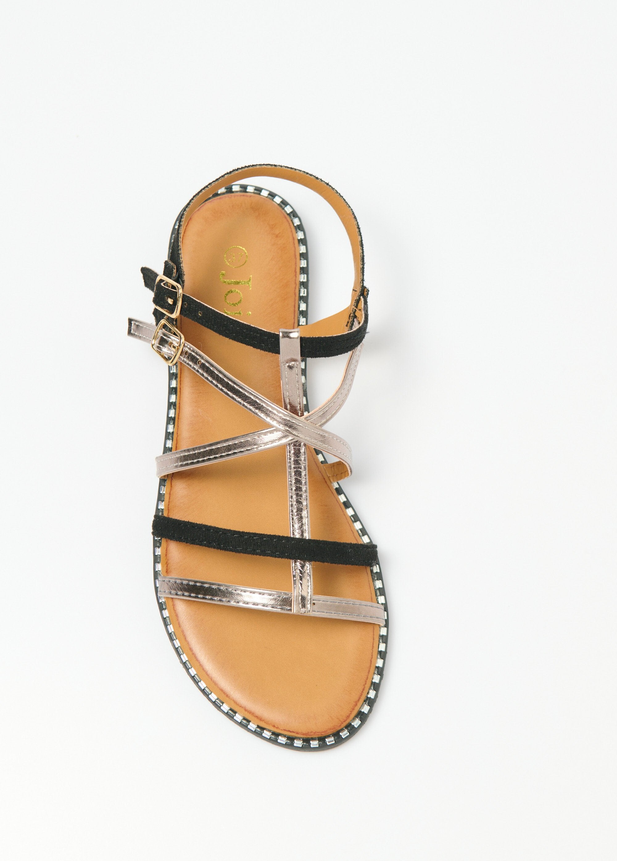 Two-material_gladiator_sandals_with_straps_Black_and_silver_OV1_slim