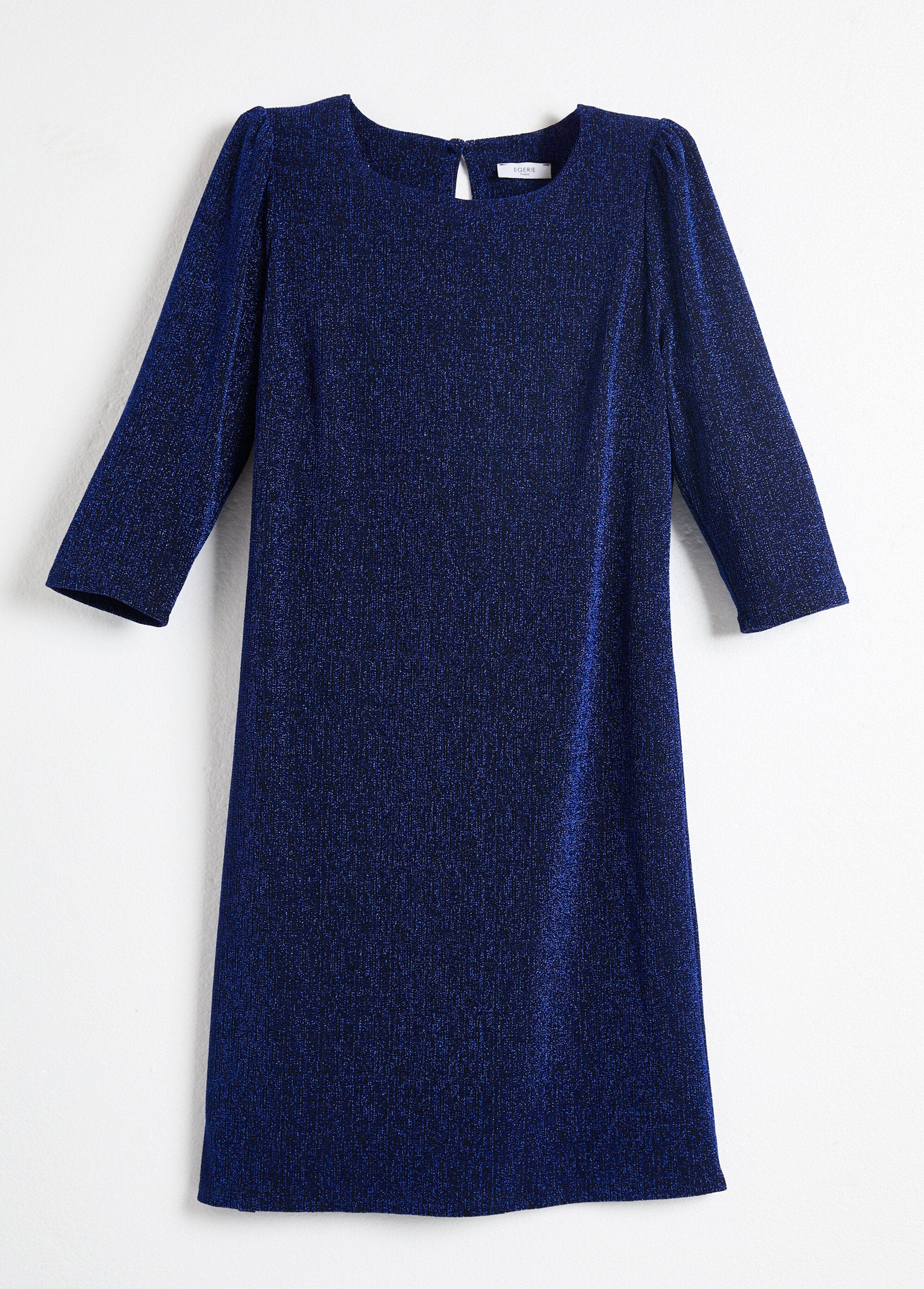 Short_straight_dress_in_shiny_metallic_knit_Blue_AP1_slim