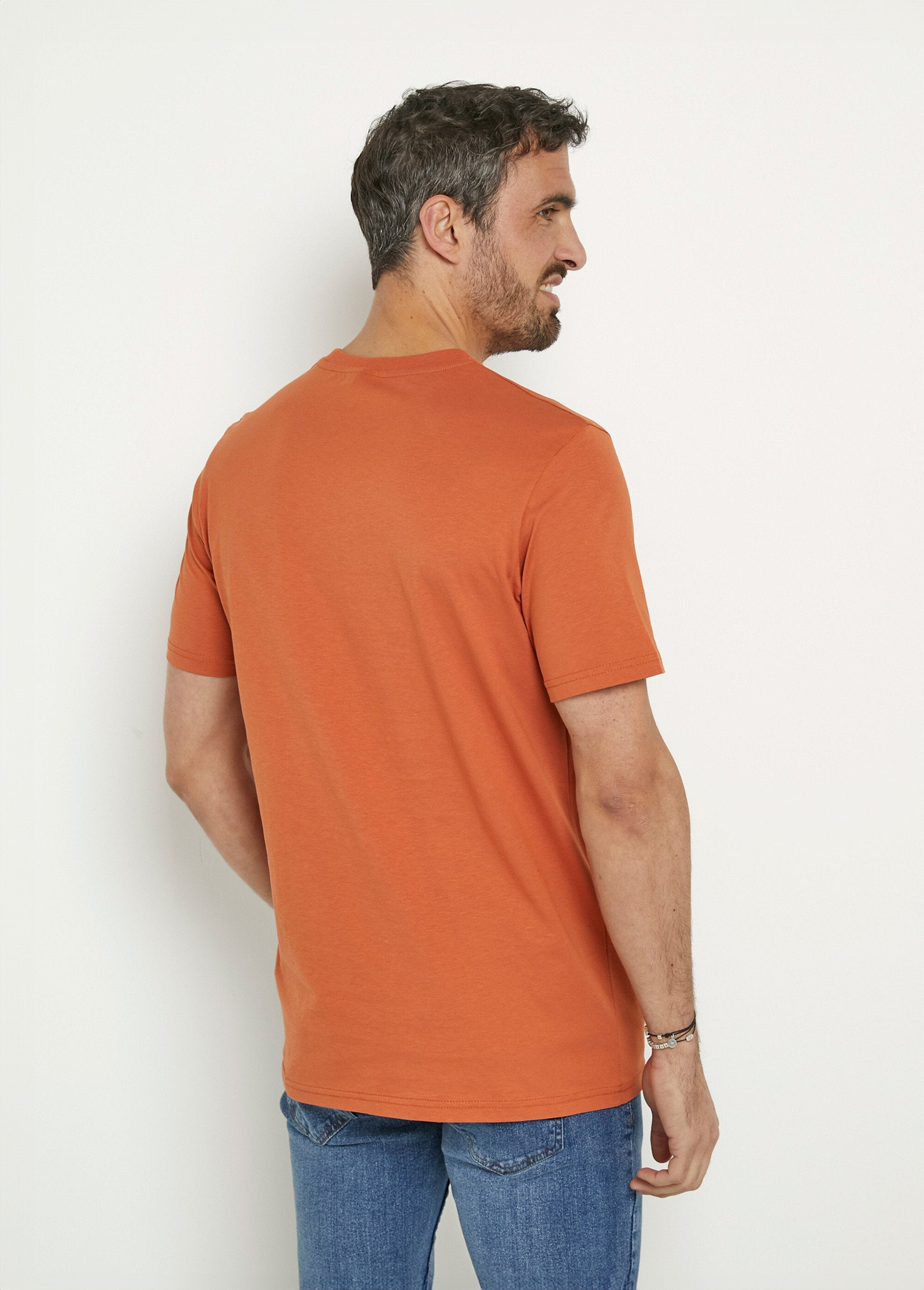Short-sleeved_cotton_T-shirt_with_round_neck_Orange_DO1_slim