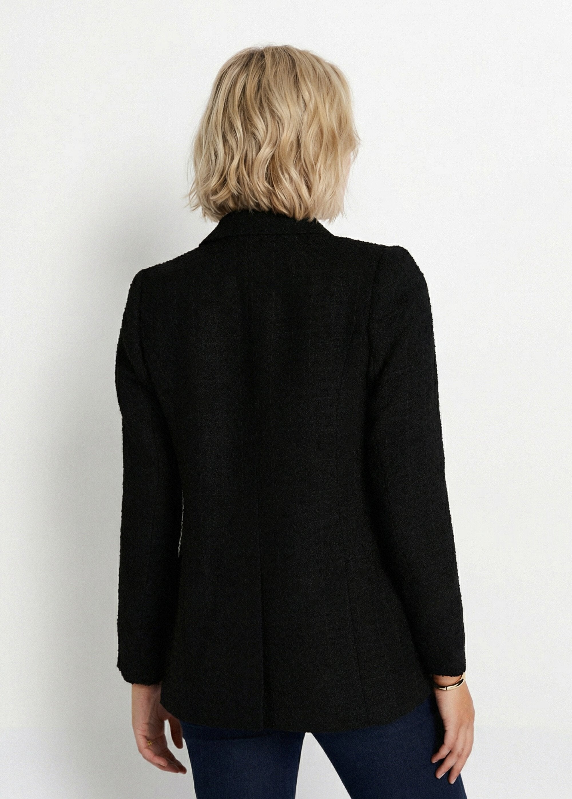 Straight_buttoned_jacket_in_basket_weave_fabric_with_tailored_collar_Black_DO1_slim