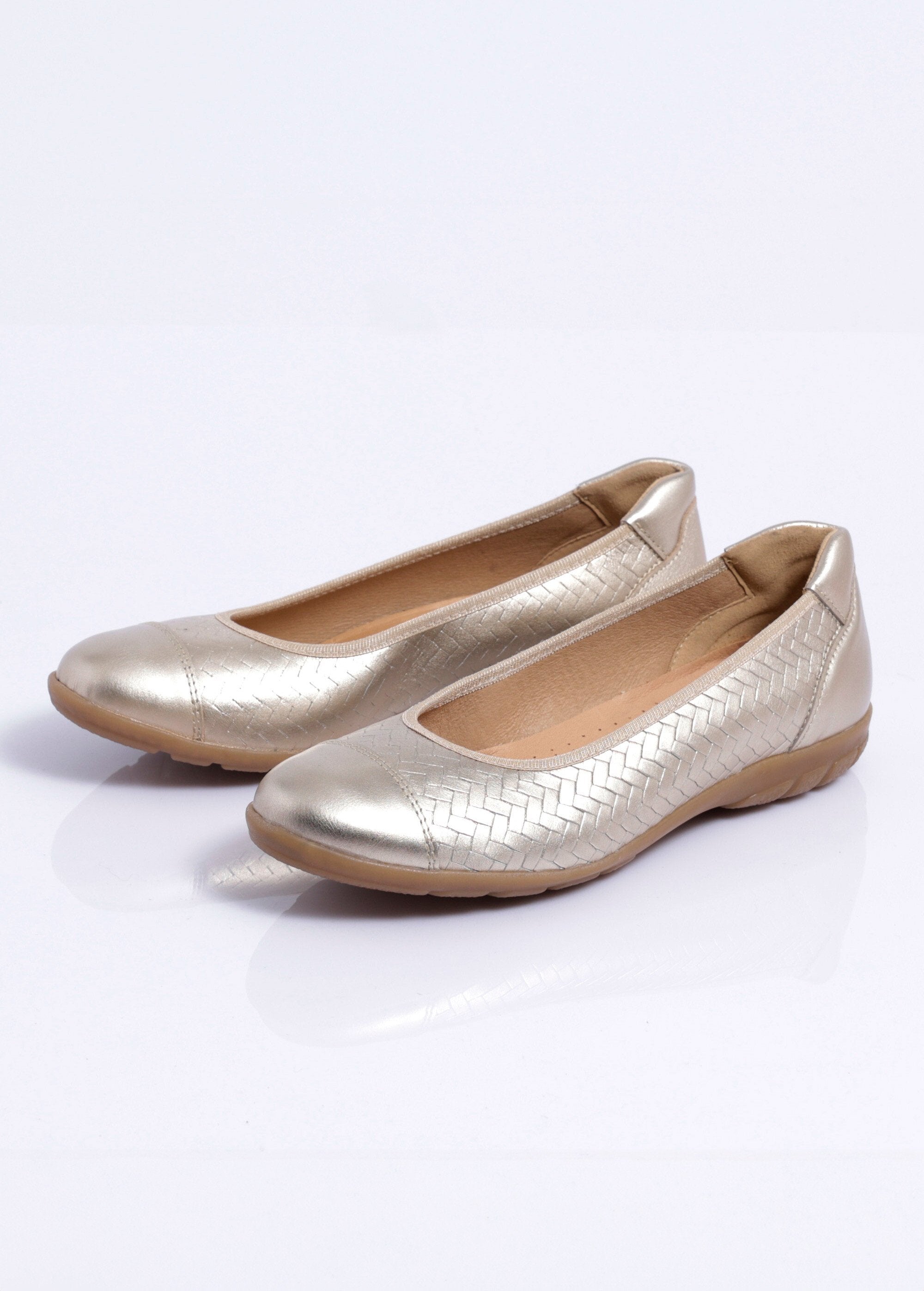 Printed_leather_ballerina_flats_with_a_braided_effect,_comfort_width_Golden_DE1_slim
