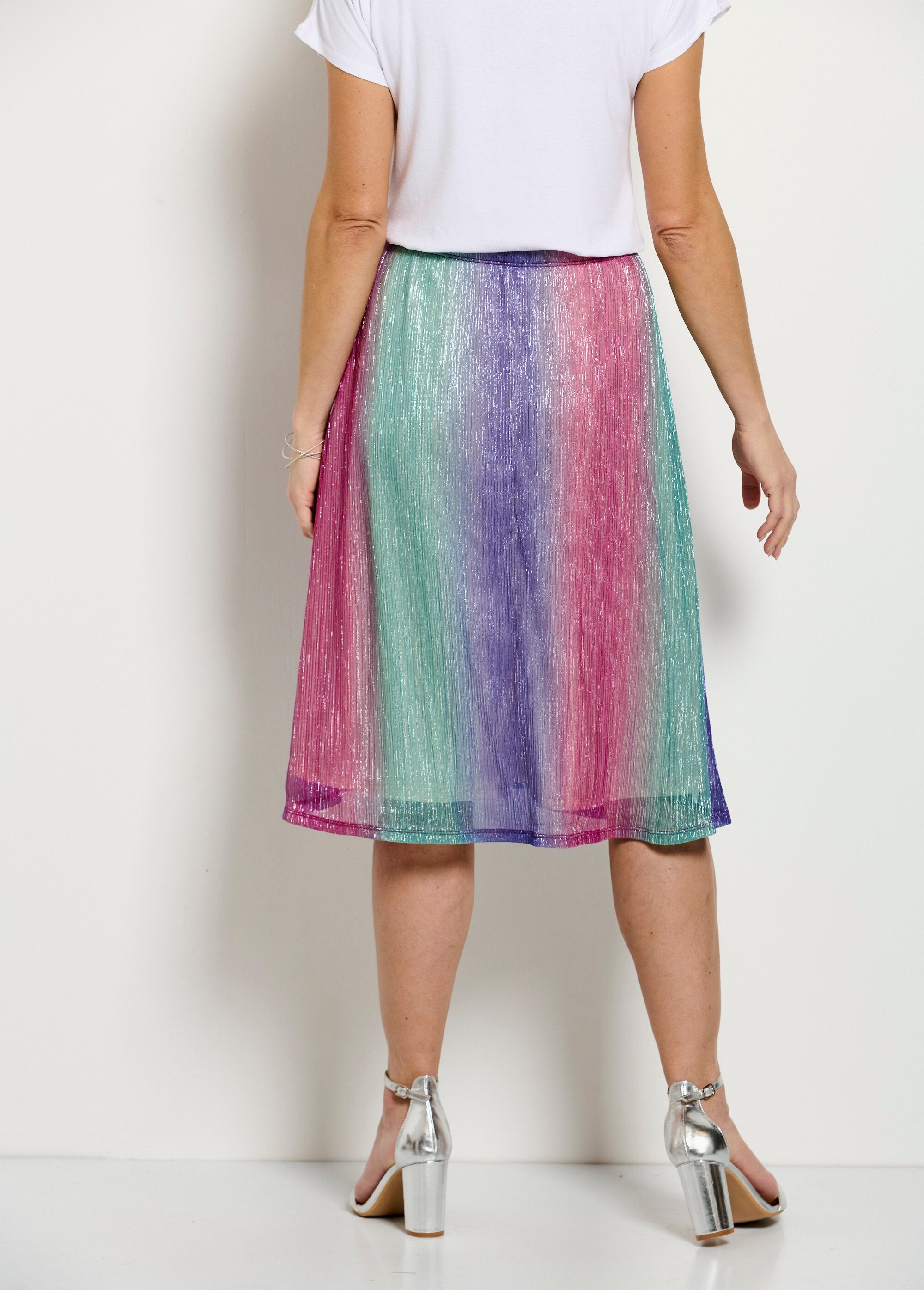 Mid-length_flared_skirt_with_shiny_elasticated_waist_Pink_and_aqua_DO1_slim