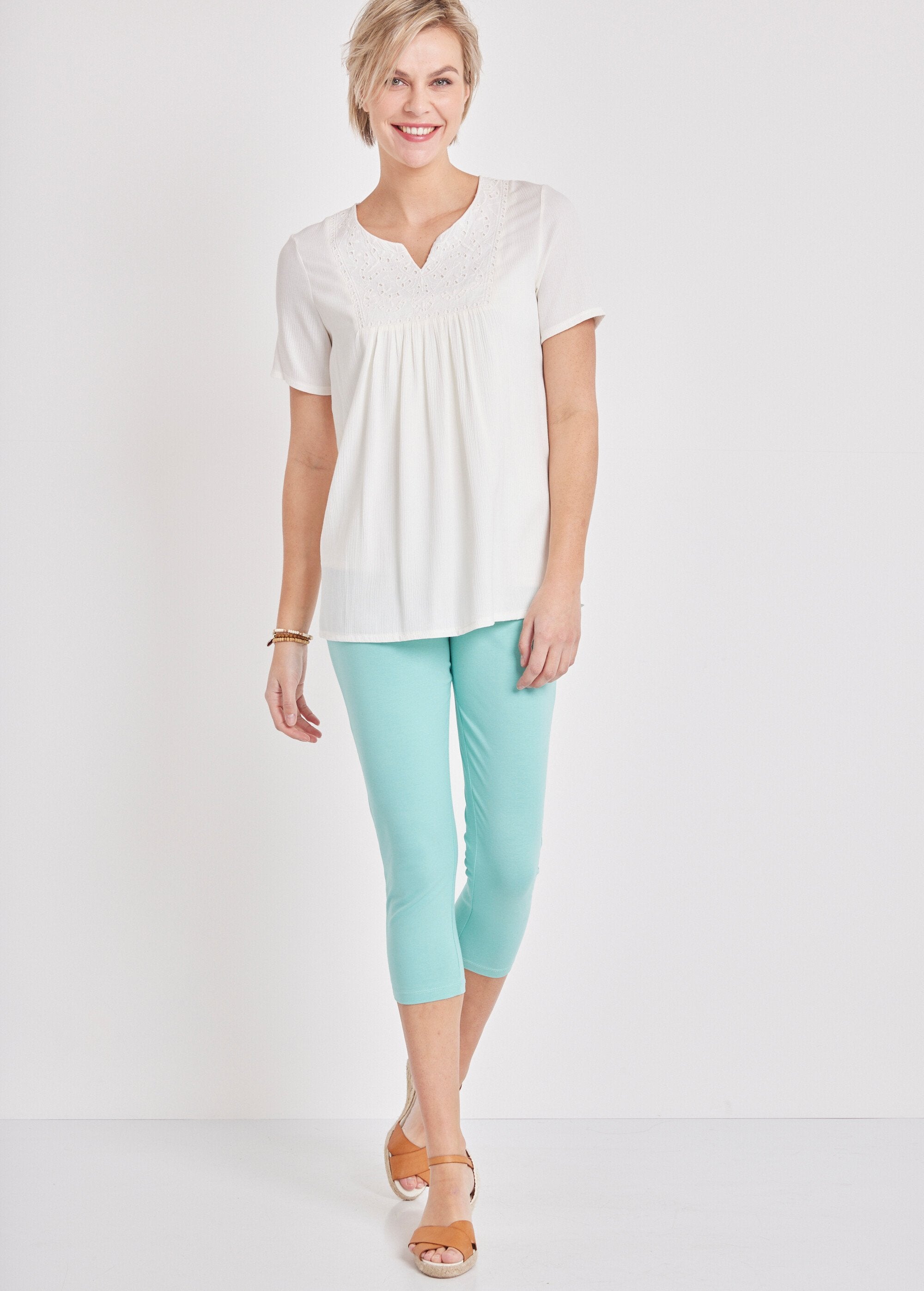 Short_plain_or_printed_cotton_leggings_Plain_water_green_SF1_slim