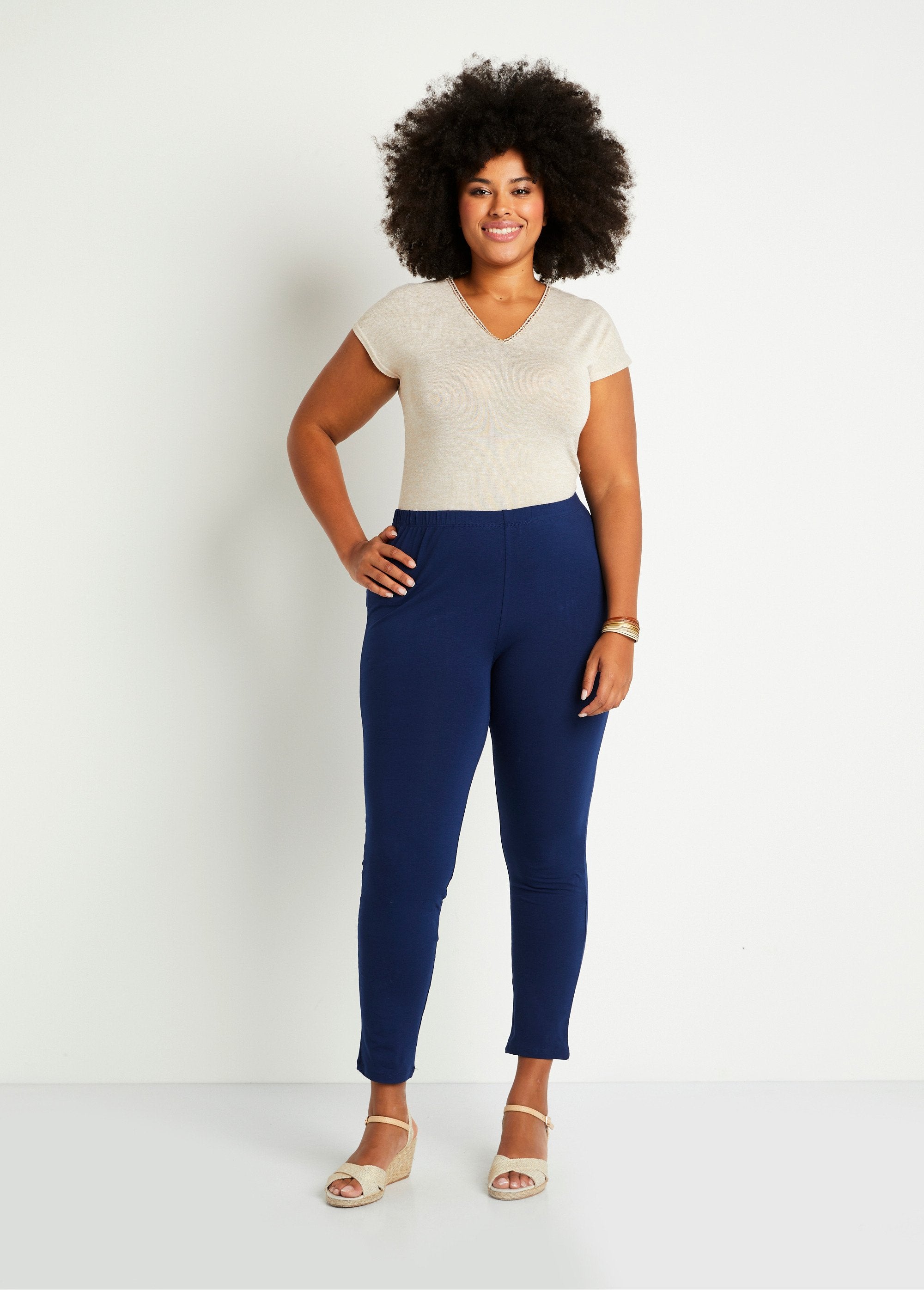 Printed_leggings_with_elasticated_waistband_Plain_navy_SF1_curvy