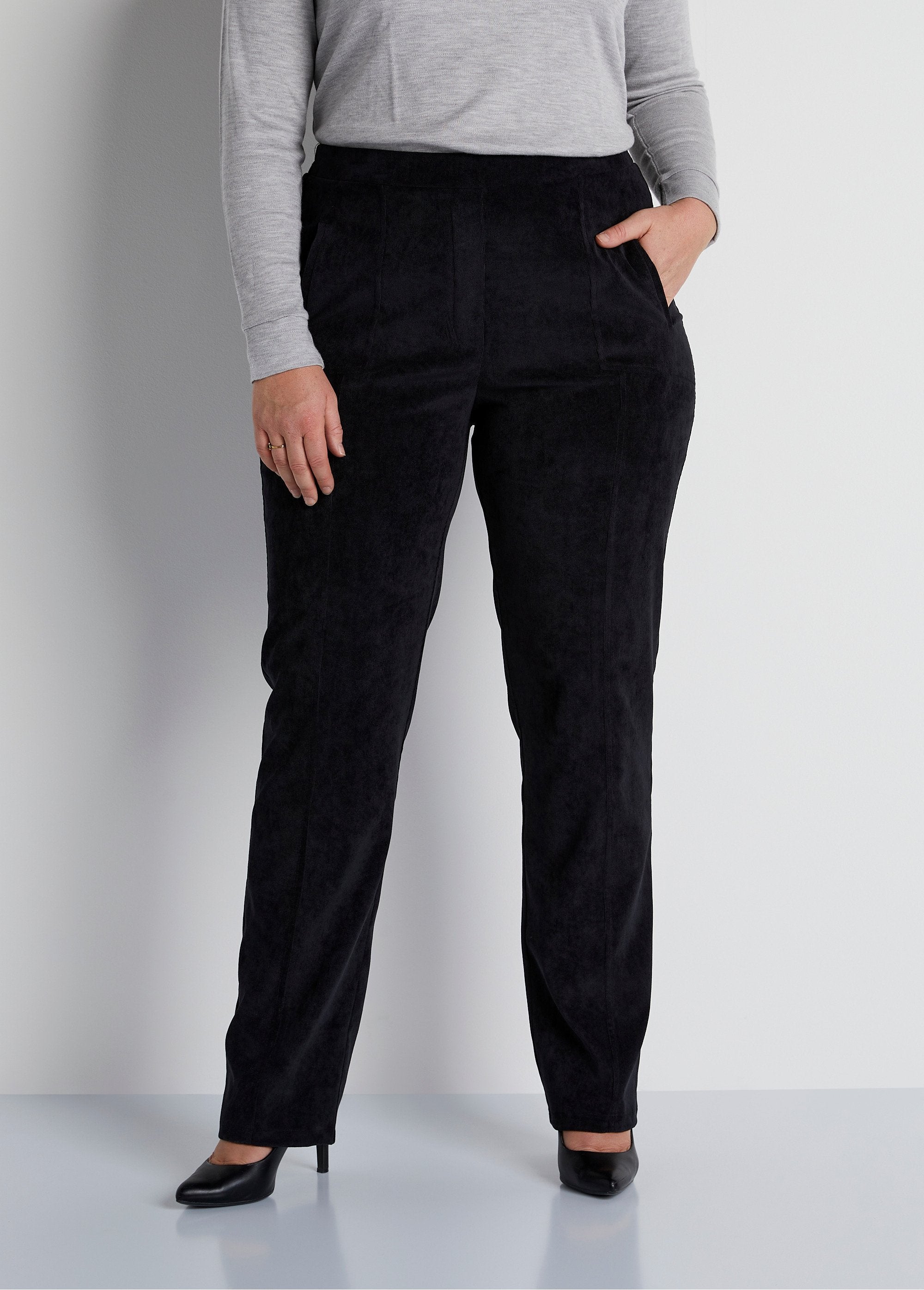 Straight_pants_with_elasticated_waist_and_milleraies_velvet_Black_FA1_curvy