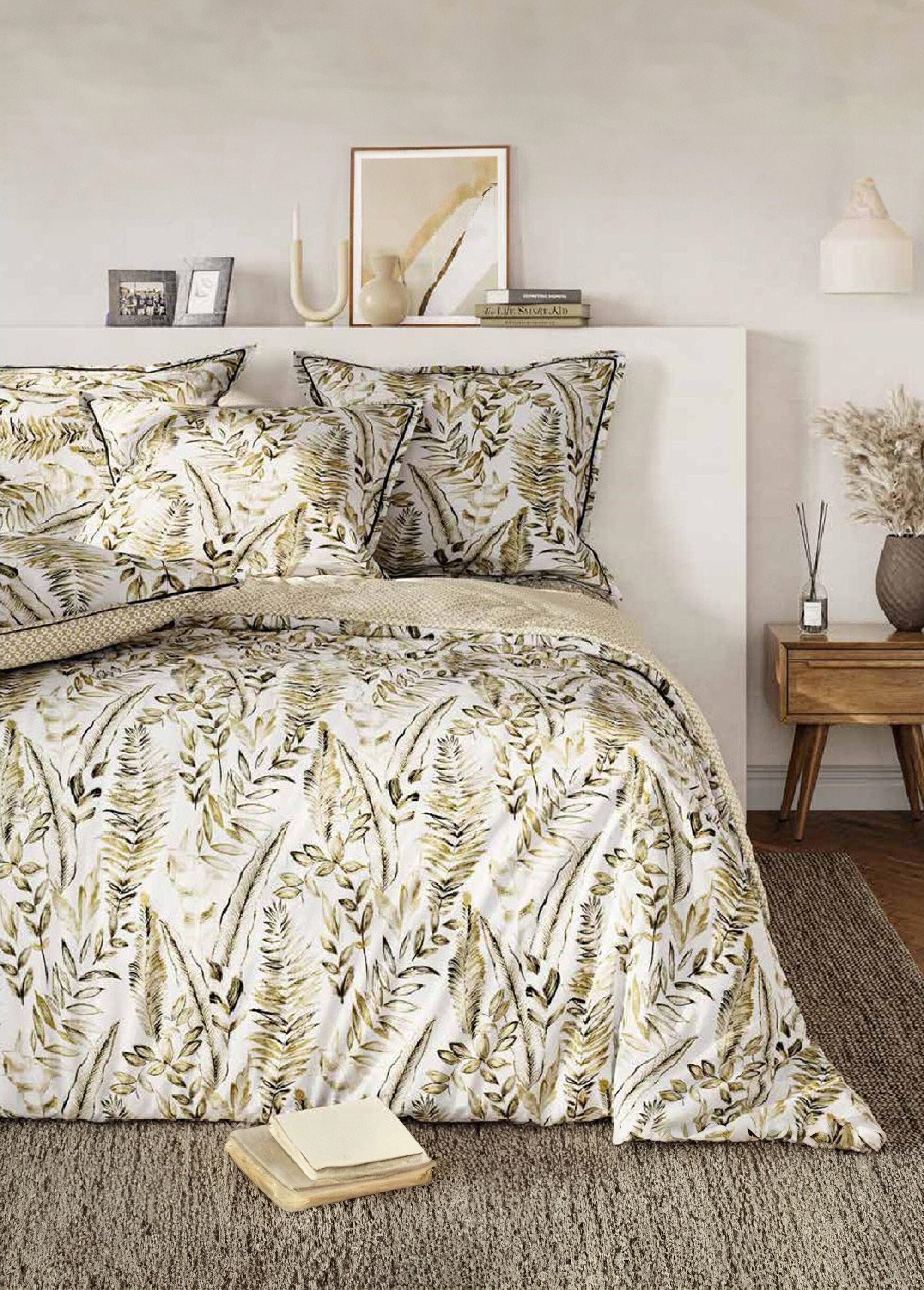 3-piece_bedding_set_with_duvet_cover,_foliage_Beige_print_FA1_slim