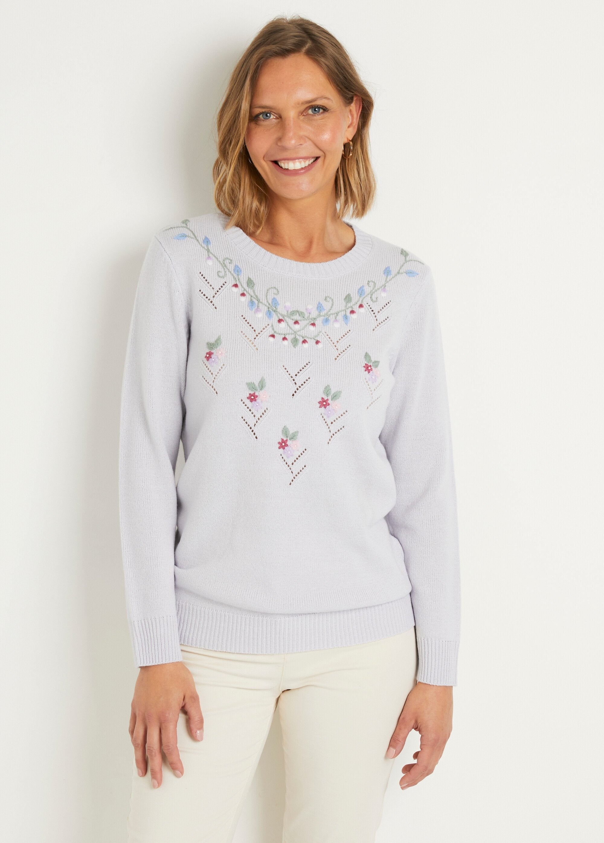 Soft_plain_embroidered_openwork_round_neck_sweater_Money_FA1_slim