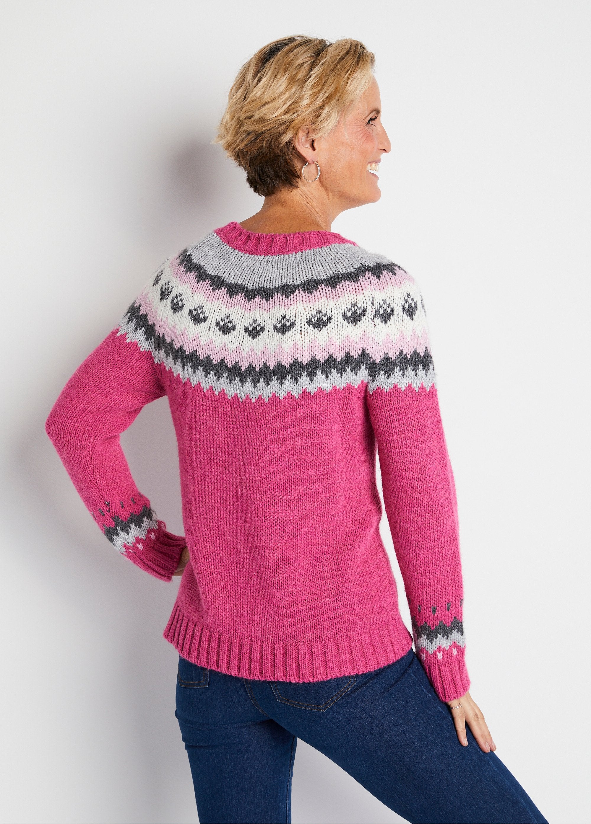 Plain_placed_jacquard_sweater_Fuchsia_and_gray_DO1_slim