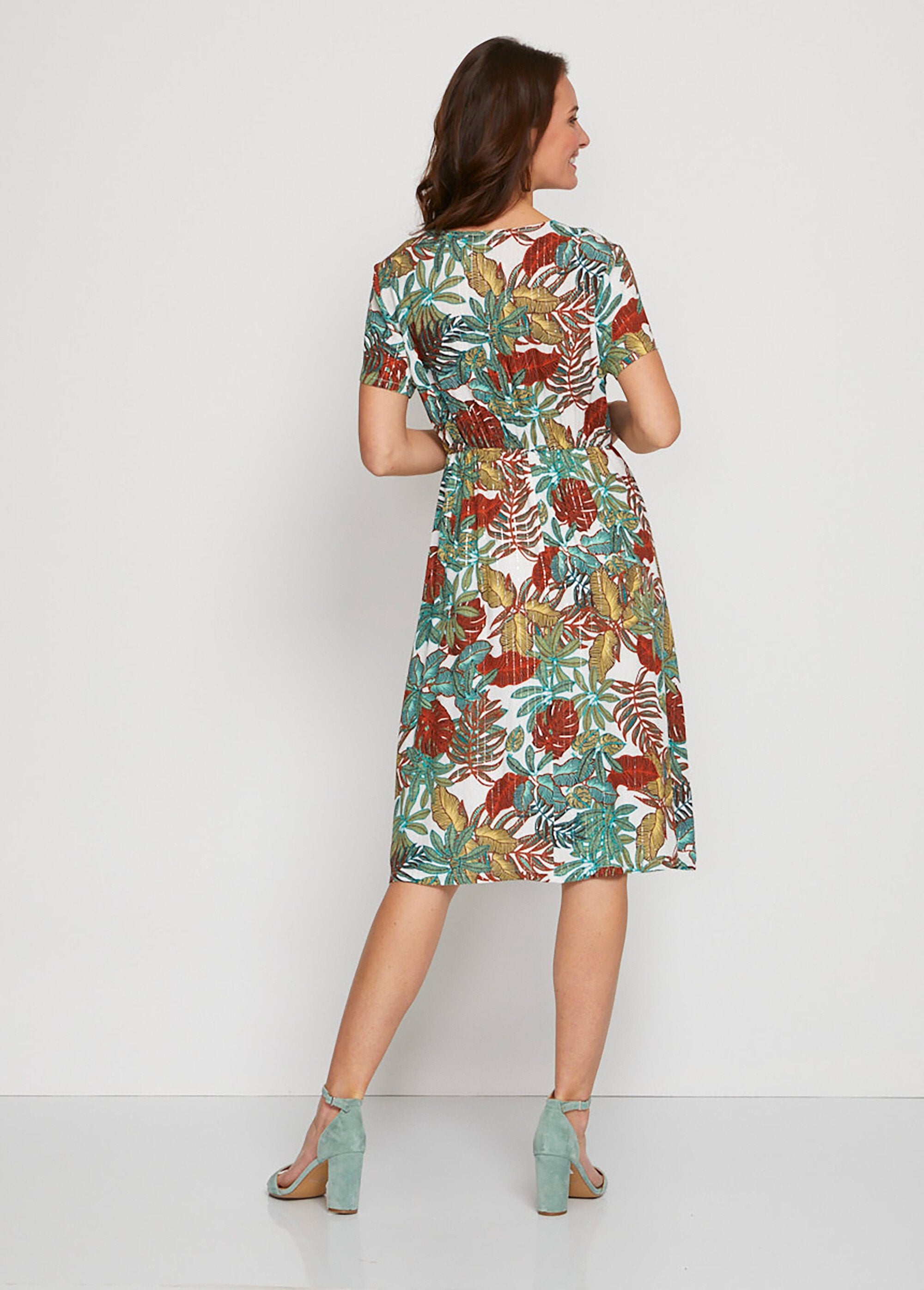 Robe_courte_maille_imprimée_avec_dentelle_Blanc_et_kaki_DO1_slim