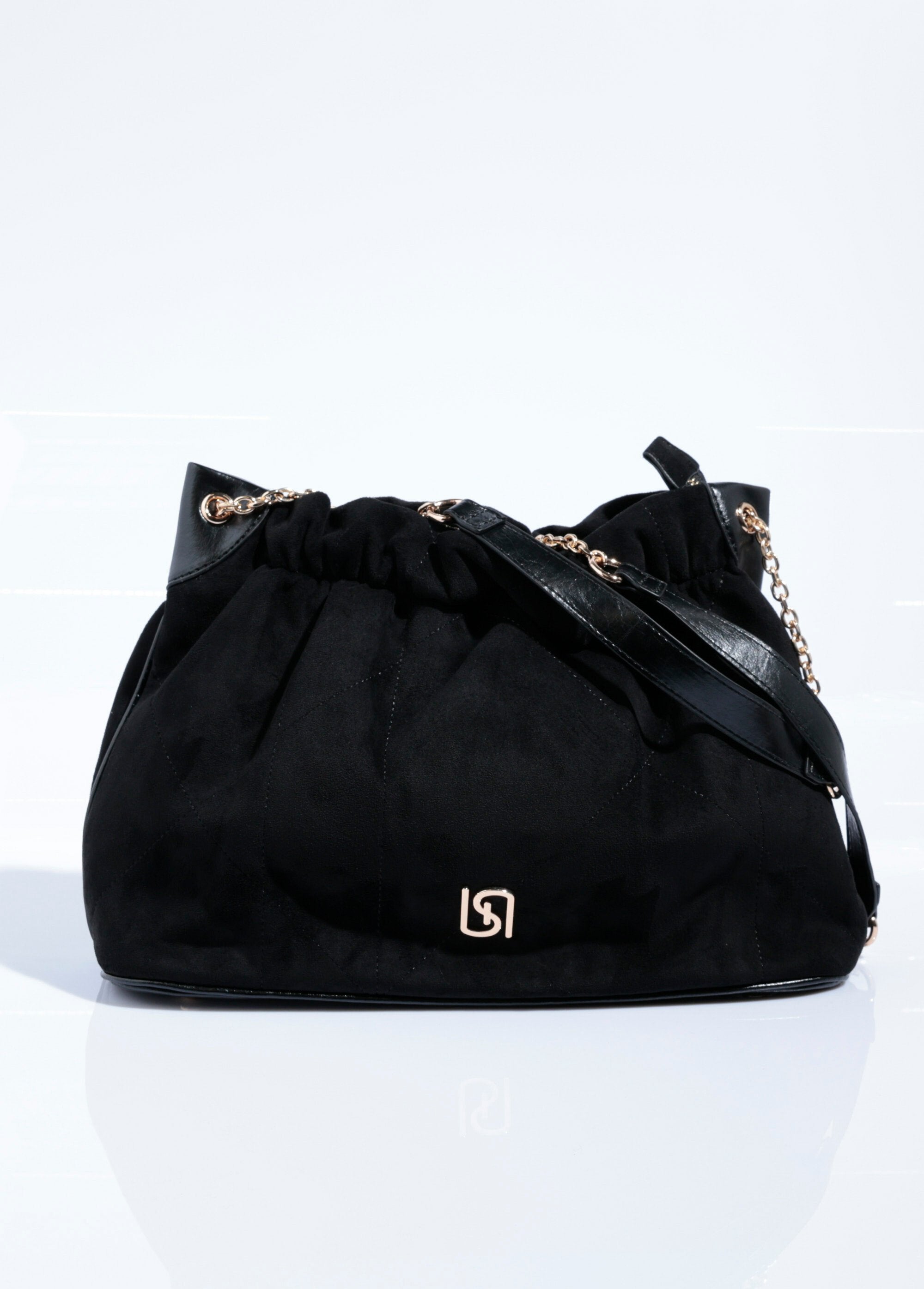 Sac_plissé_chic_suédine_et_bride_métal_Noir_FA1_slim