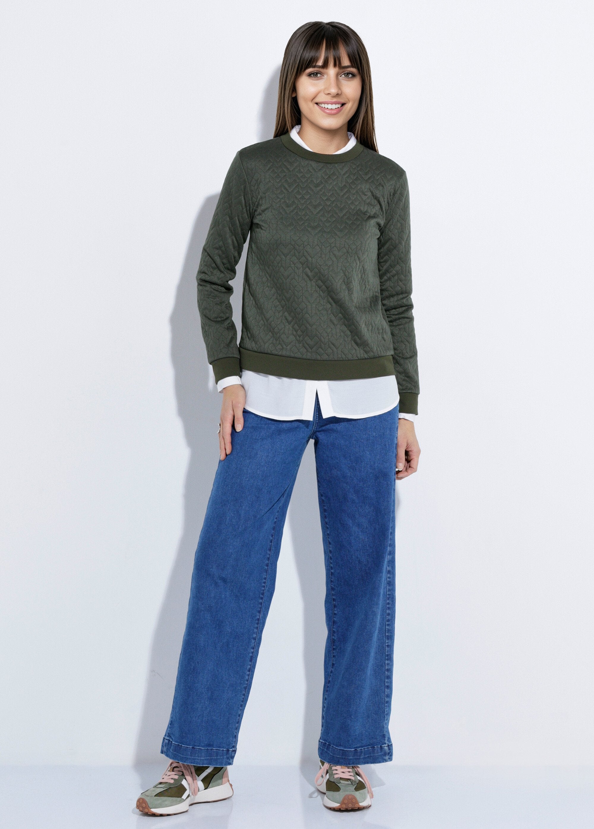 Long-sleeved_sweatshirt_with_origami_pattern_Khaki_SF1_slim