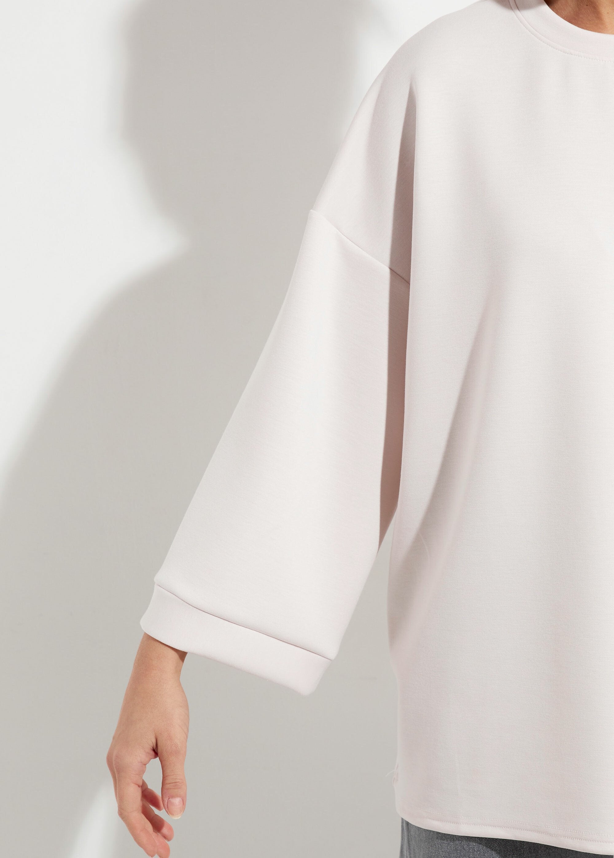 Sweat_shirt_large_col_rond,_manches_3/4_Blanc_DE1_slim