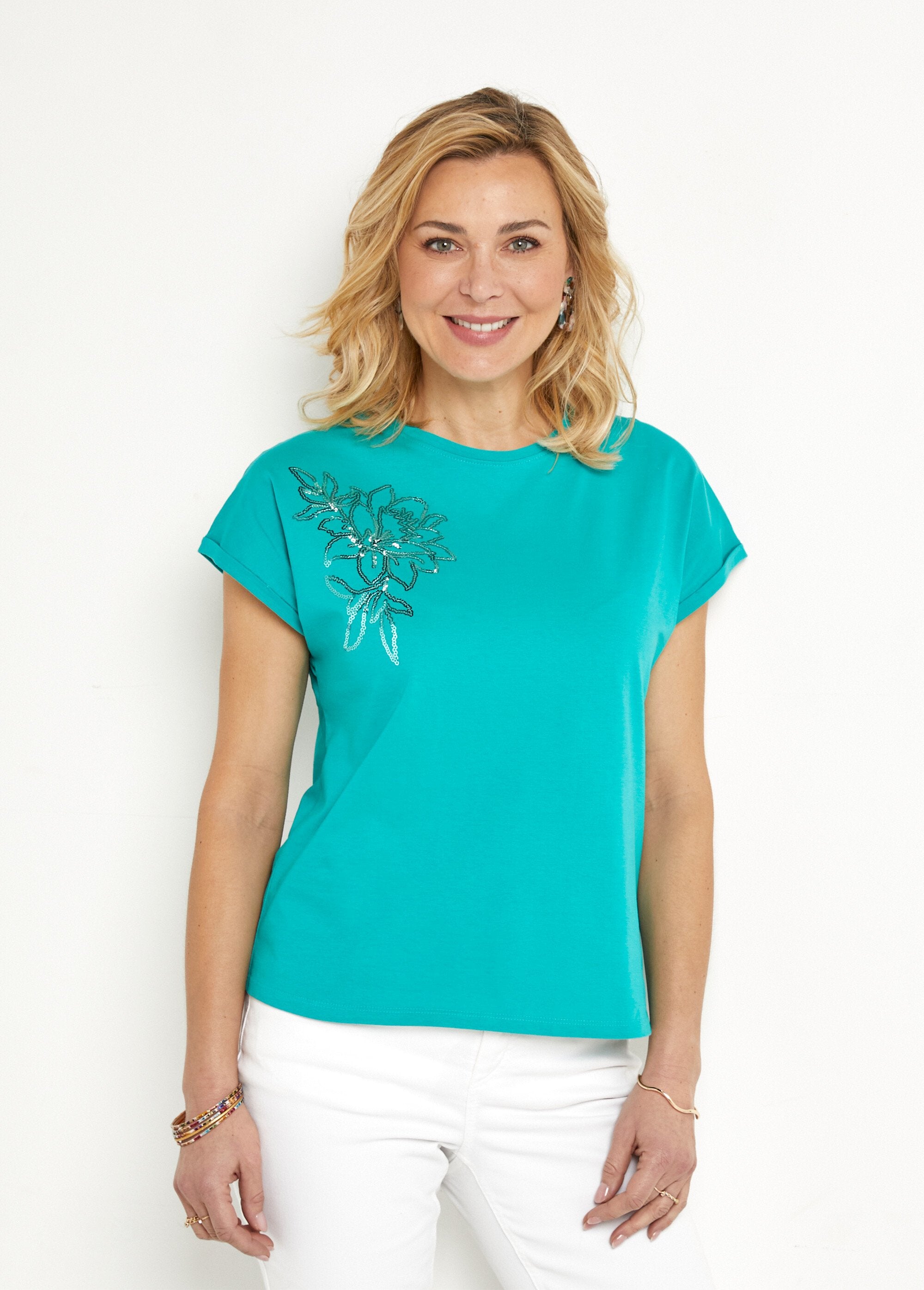 Plain_cotton_t-shirt_with_short_sleeves_and_sequins_Turquoise_FA1_slim