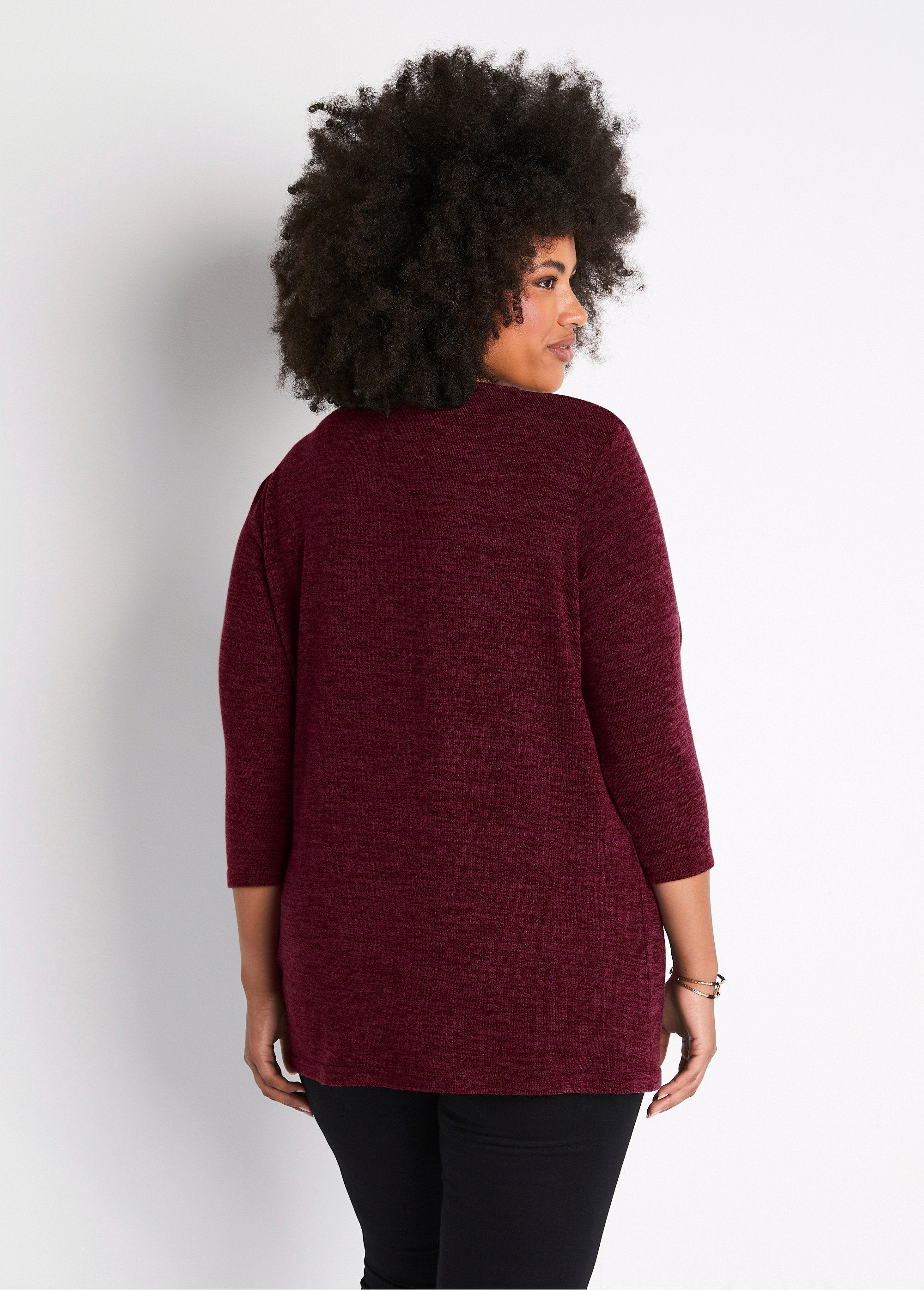 Long_flared_t-shirt_with_3/4_sleeves_and_round_neck_Plain_garnet_DO1_curvy