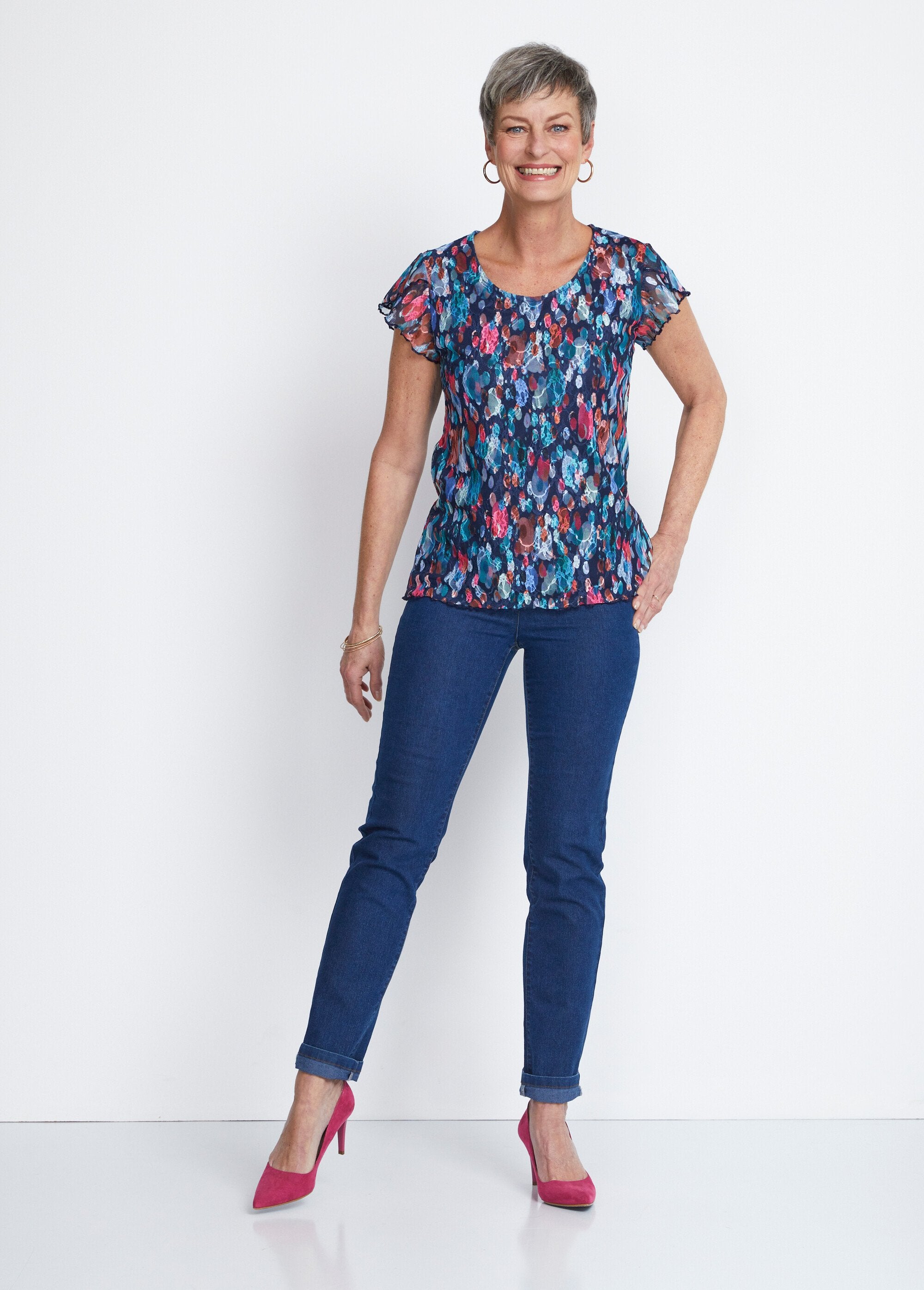 Short_printed_lace_t-shirt_Navy_and_fuchsia_SF1_slim