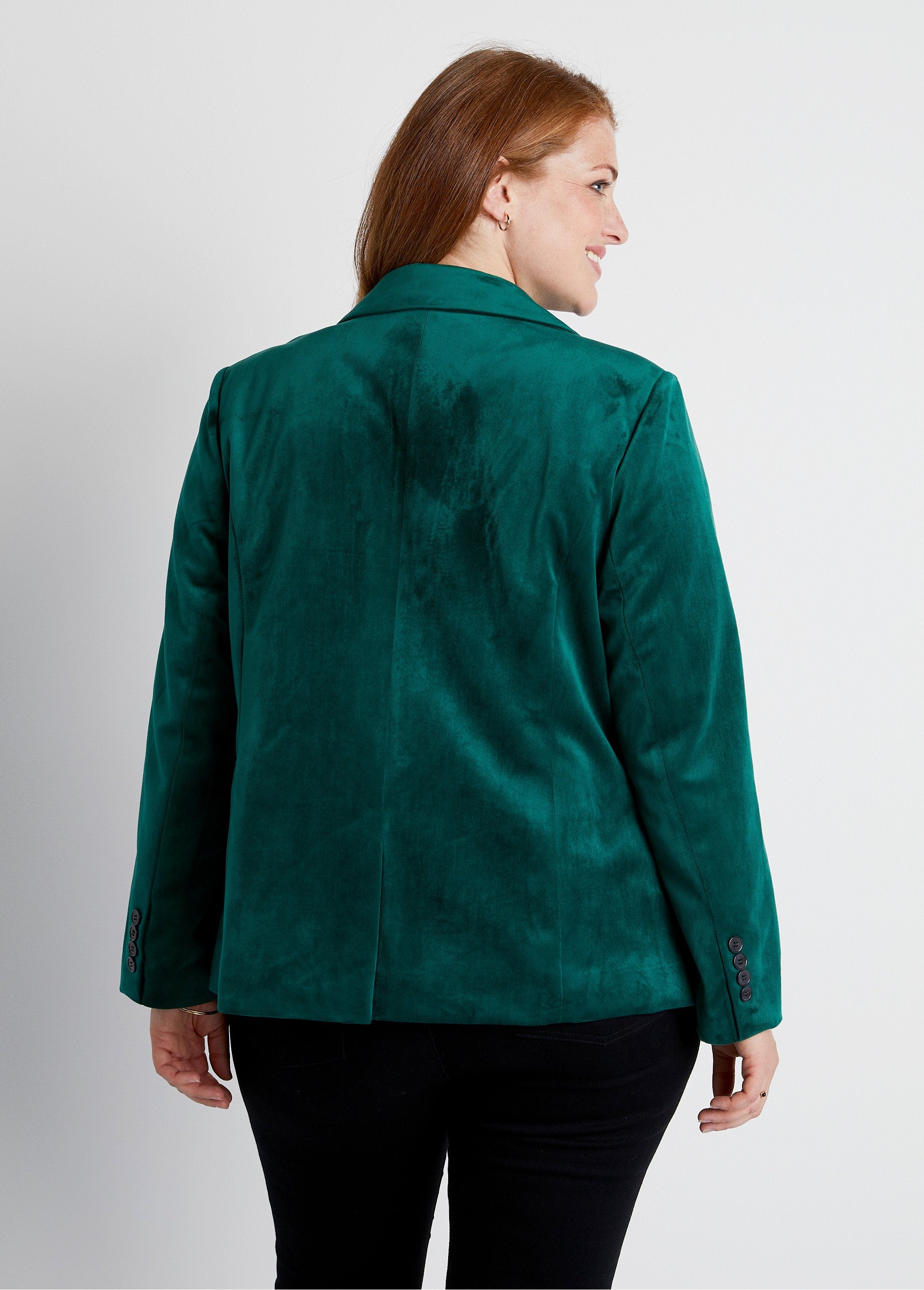 Straight_plain_velvet_blazer_jacket_with_tailored_collar_Green_DO1_curvy