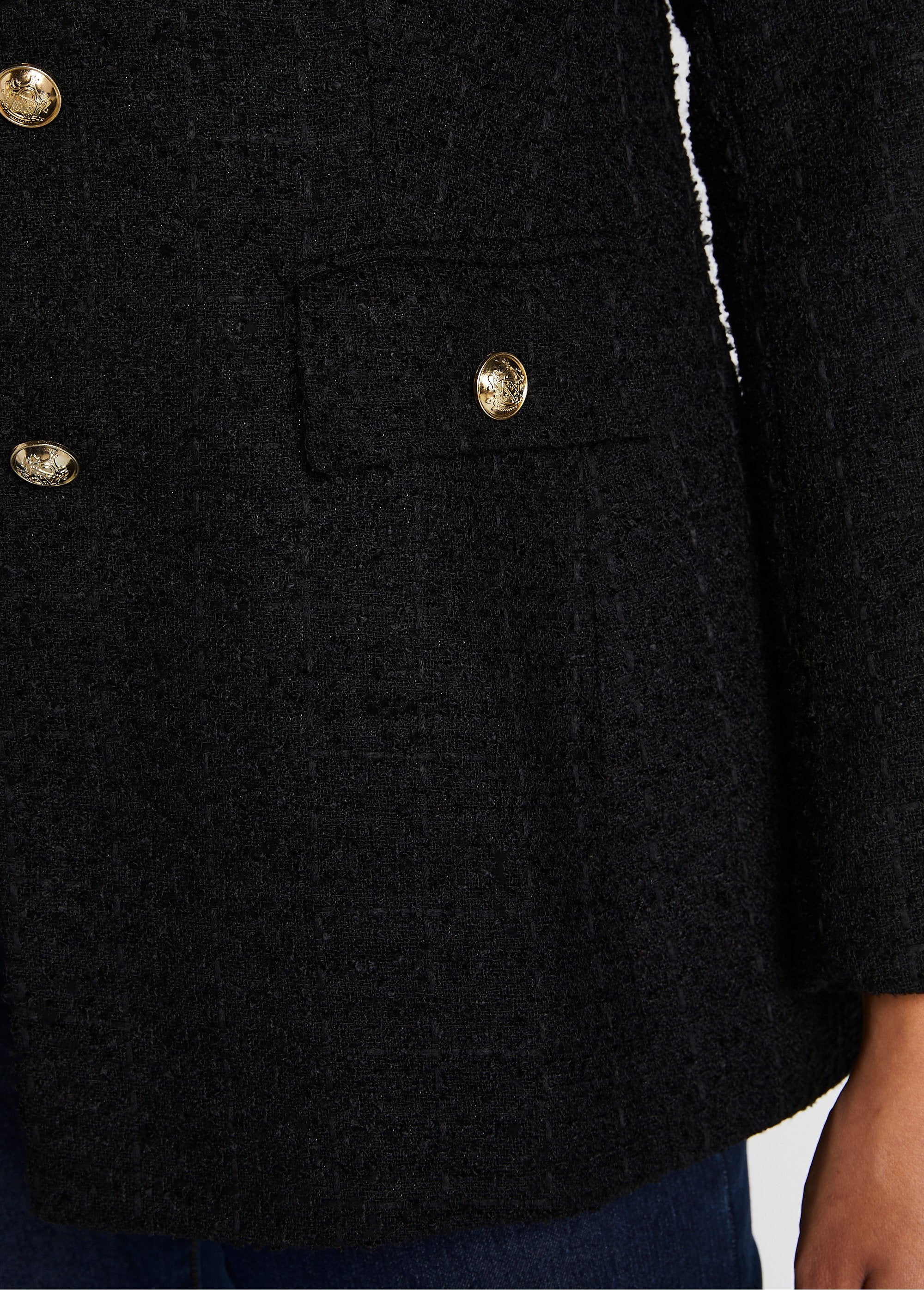 Straight_buttoned_jacket_in_basket_weave_fabric_with_tailored_collar_Black_DE2_slim